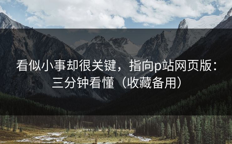 看似小事却很关键，指向p站网页版：三分钟看懂（收藏备用）