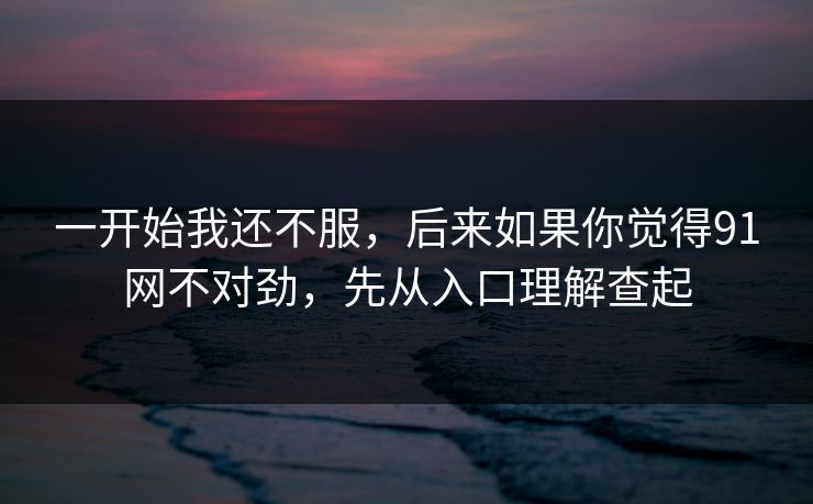 一开始我还不服，后来如果你觉得91网不对劲，先从入口理解查起