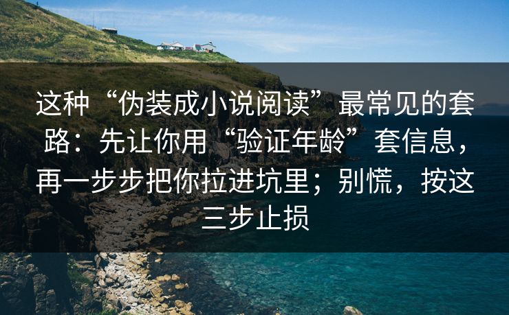 这种“伪装成小说阅读”最常见的套路：先让你用“验证年龄”套信息，再一步步把你拉进坑里；别慌，按这三步止损